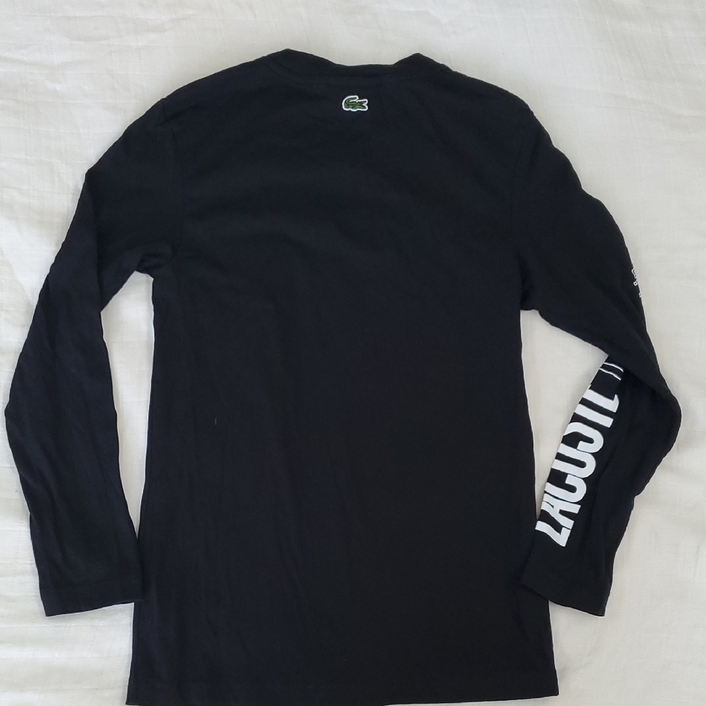 Lacoste Black Long Sleeve Shirt with Crocodile Graphic Size 8 - Picture 4 of 4